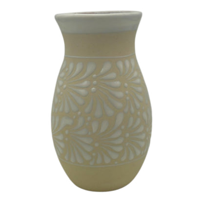 Cream & White Talavera Vase | Handmade Floral Pottery