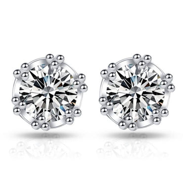 Crown Designed Stud Earring with Cubic Zirconia Stones