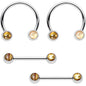 14G Shell Inlay Horseshoe Barbell Nipple Ring Set of 4