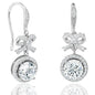 Crystal Bow and Halo Drop Earrings in 18K White Gold