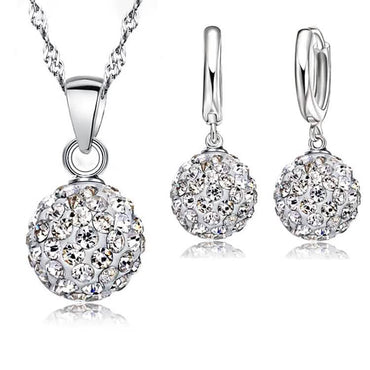 Crystalline Solid Silver Woman Jewelry Disco Ball Set
