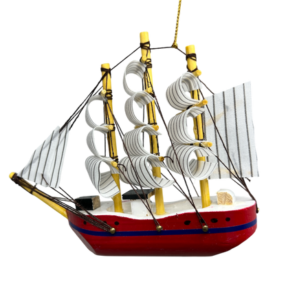Schooner Red  Boat Ornament