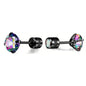 Cubic Zirconia Screw Back Stainless Steel Stud Earrings