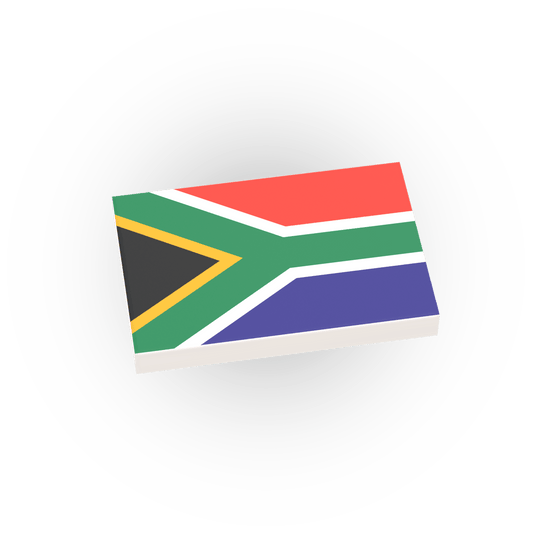 South Africa Country Flag - Custom Printed 2x3 Tile - Made Using a LEGO® Part