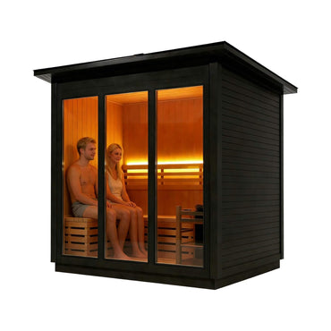 Custom 8-Person Luxury Canadian Hemlock Outdoor Steam Sauna With Heater And Stones [Made-To-Order] (SAK95107)