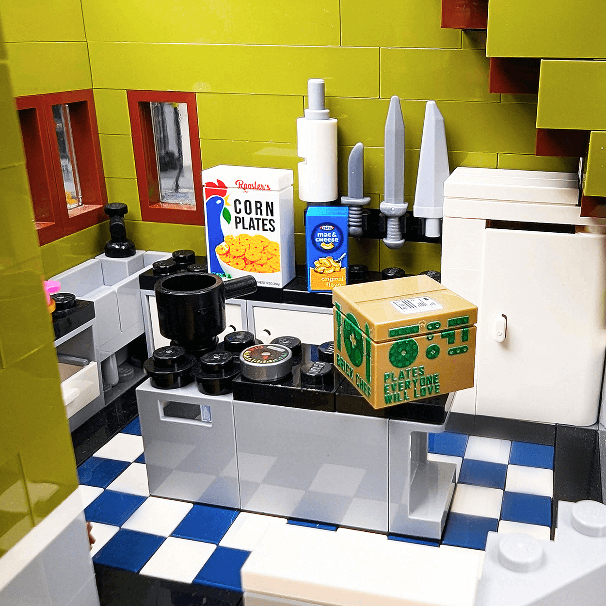 Corn Plates - Breakfast Cereal - Custom Printed 1x2x2 Brick & Tile - Made Using LEGO® Parts