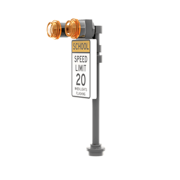 Flashing School Zone Sign - Custom Printed Build Kit - Made Using LEGO® Parts