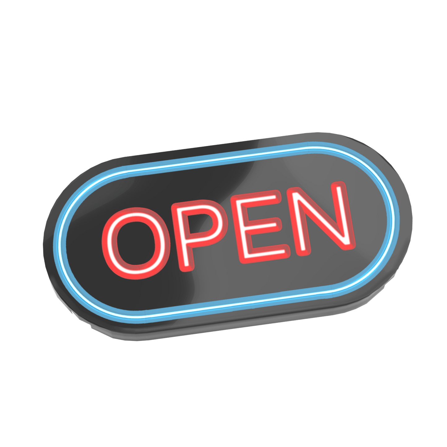 "Open" Neon Store Sign - Custom Printed 2x4 Tile - Made Using LEGO ® Parts
