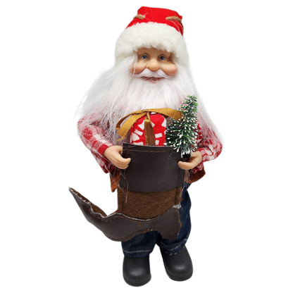 Farmer Santa Figurine Ornament - 9 inches
