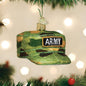 Army Cap Glass Ornament