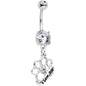 Clear Gem I Love You Brass Knuckles Dangle Belly Ring