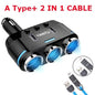 12V-24V Car splitter Cigarette Lighter Socket Plug Dual USB Charger Adapter