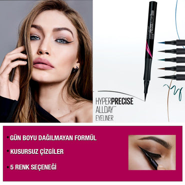 Maybelline New York Hyper Precise All Day Eyeliner - Long-Lasting, Precise Application, 24hr Matte Black Finish