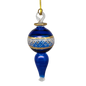 Lattice Glass Ornaments With Gold Accents - Blue Ball with Finial