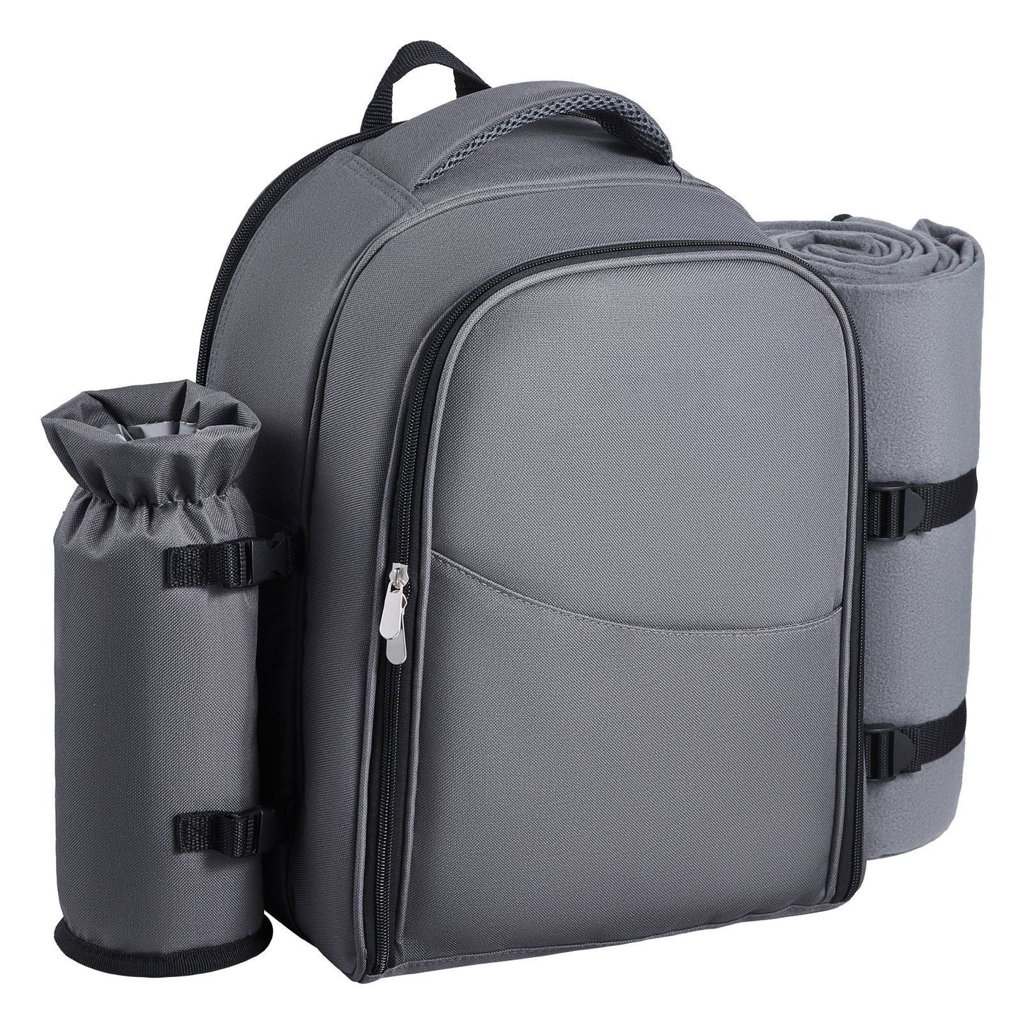 Beach Picnic Backpack Bag for 2 Person with Cooler Compartment Grey