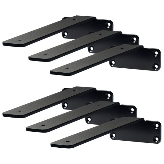 Shelf Bracket, 10'L x 4'W x 1.6'H, 6 Pcs Heavy Duty Floating Shelf Brackets, Brackets for Shelves, 5mm Thick Matte Black L Shelf Bracket,Steel Shelving Brackets with 160 lbs Load Capacity