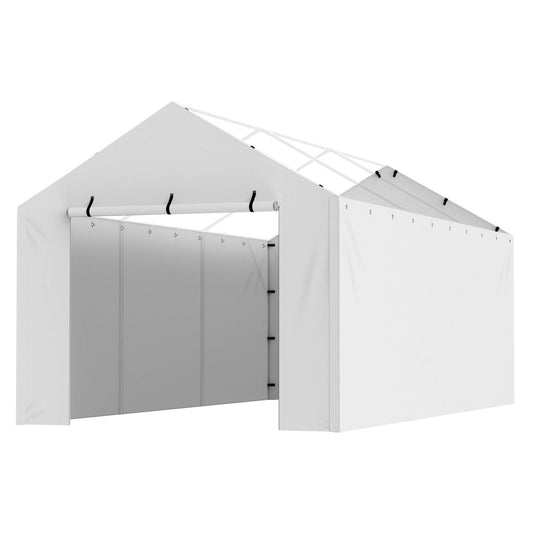 Carport Replacement Canopy Cover Side Wall 10 x 20 ft, Garage Tent Shelter Tarp Heavy-Duty Waterproof & UV Protected, Easy Installation with Ball Bungees,White (Top and Frame Not Included)