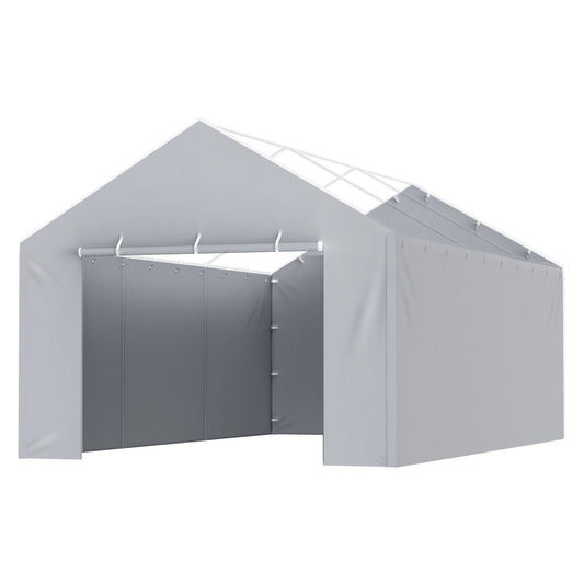 Carport Replacement Canopy Cover Side Wall 12 x 20 ft, Garage Tent Shelter Tarp Heavy-Duty Waterproof & UV Protected, Easy Installation with Ball Bungees,Grey (Top and Frame Not Included)