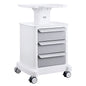 4 Tiers Lab Carts Mobile Medical Cart with 3 Drawers & 1 Top Tray White, Trolley Storage Cart with ABS Material, Lab Rolling Cart with 4 Silent Wheels for Lab, Clinic, Hospital, Salon, Office