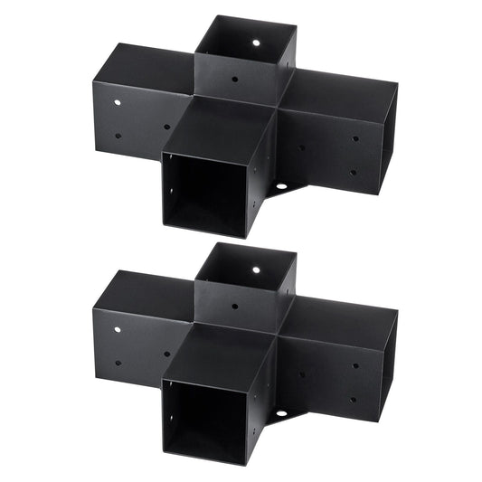 Pergola Bracket Kit 4''x4'', 2pcs 4-Way Heavy Duty Corner Bracket Woodworks DIY Post Base Kit, Easy Installation Wooden Beams for Gazebos, Patio Pergolas, Log Cabin Outdoor Pergola Hardware