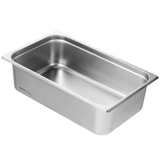 6 Pack Hotel Pans, Full Size Anti-Jam Steam Pan, 0.8mm Thick Stainless Steel Restaurant Steam Table Pan, 6-Inch Deep Commercial Table Pan, Catering Storage Food Pan, for Industrial & Scientific