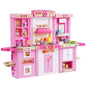 Kitchen Playset Kids Pretend Cooking Play Toy 74 Piece Accessories Pink
