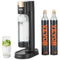 Sparkling Water Maker, Soda Maker Machine for Home Carbonating, Seltzer Water Starter Kit with BPA-free 1L PET Bottle, 2 CO2 Cylinders, Compatible with Mainstream Screw-in 60L CO2 Cylinder