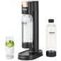 Sparkling Water Maker, Soda Maker Machine for Home Carbonating, Seltzer Water Starter Kit with 2 BPA-free 1L PET Bottles, Compatible with Mainstream Screw-in 60L CO2 Cylinder(NOT Included) Black