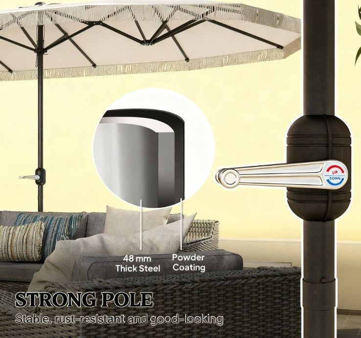 Patio Umbrella Rectangle 15 ft Crank UPF30 Cream