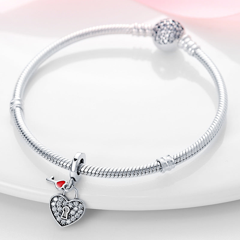 Retro Heart Lock Key Pendant Accessory