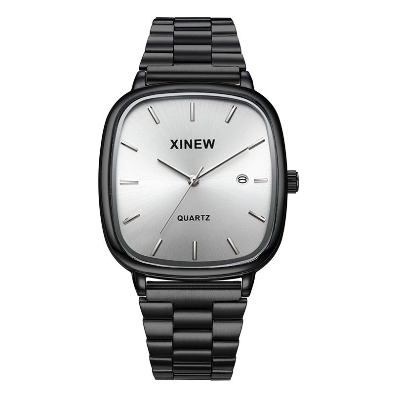 Fashionable Stainless Steel Strap Minimalist Calendar Quartz Watch