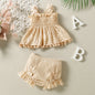 Cotton Net High Temperature Dyed Apricot Color Baby Fashion Two-piece Set