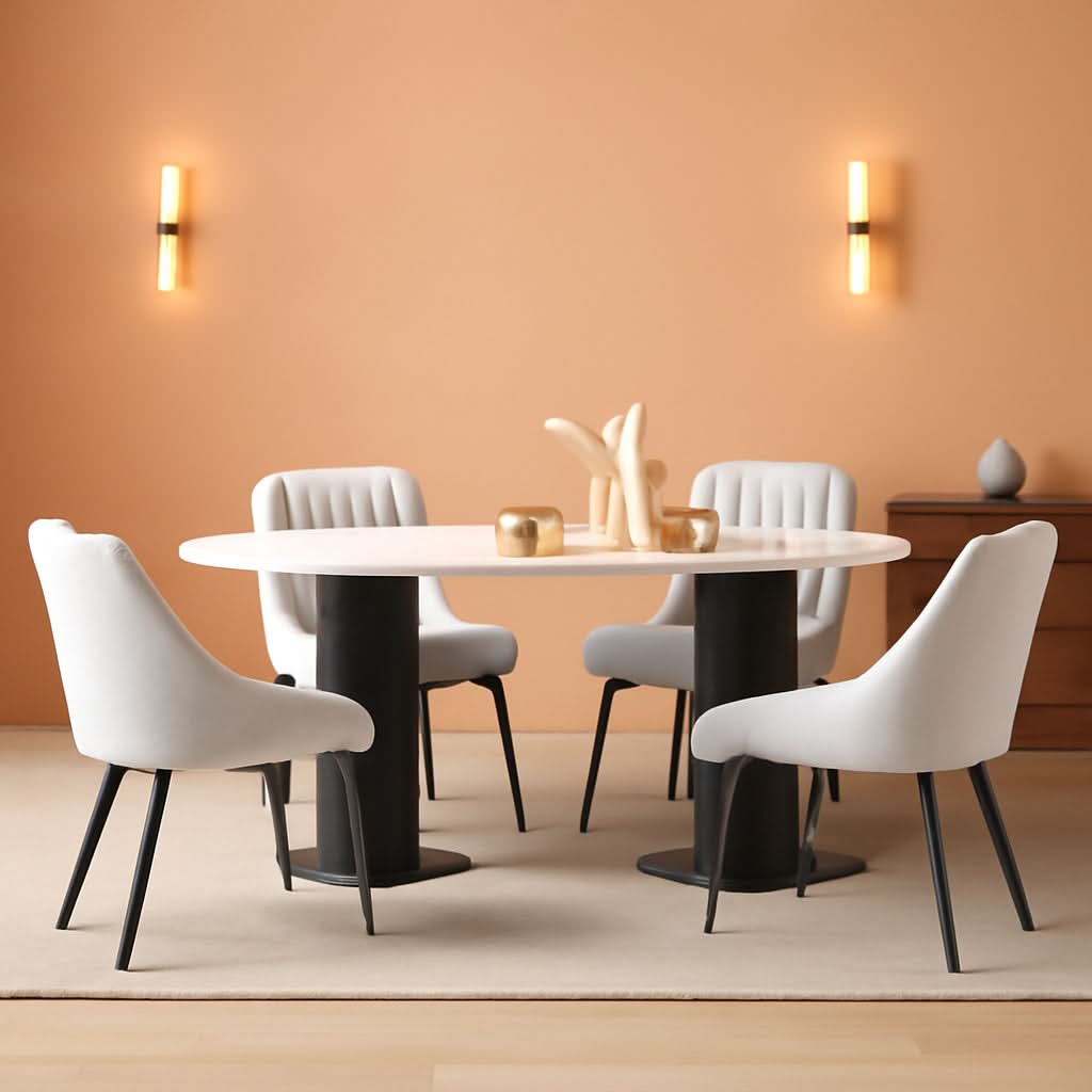 White Upholstered Dining Chairs With Thick Cushions