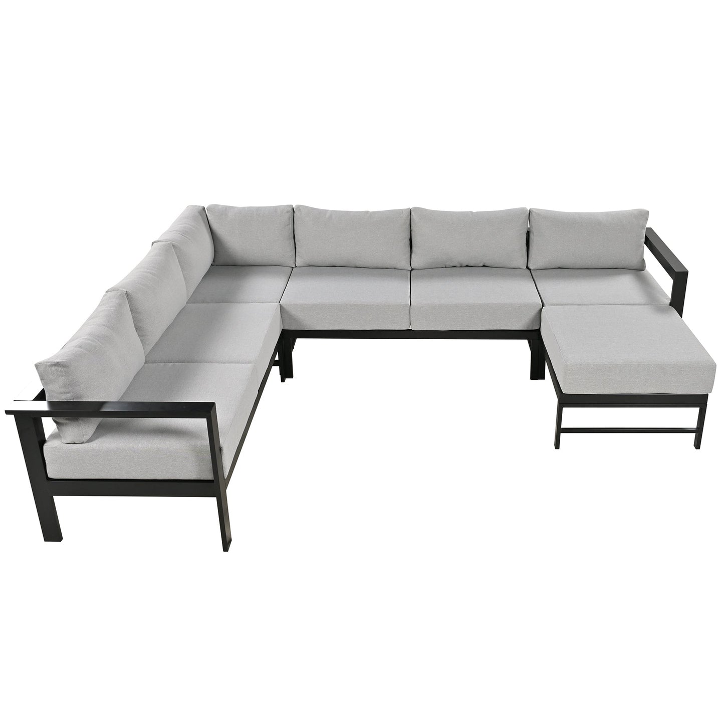 Outdoor Sectional Set Iron Gray U-Shape Seats 5 to 6 5.9 In Cushion