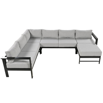 Outdoor Sectional Set Iron Gray U-Shape Seats 5 to 6 5.9 In Cushion