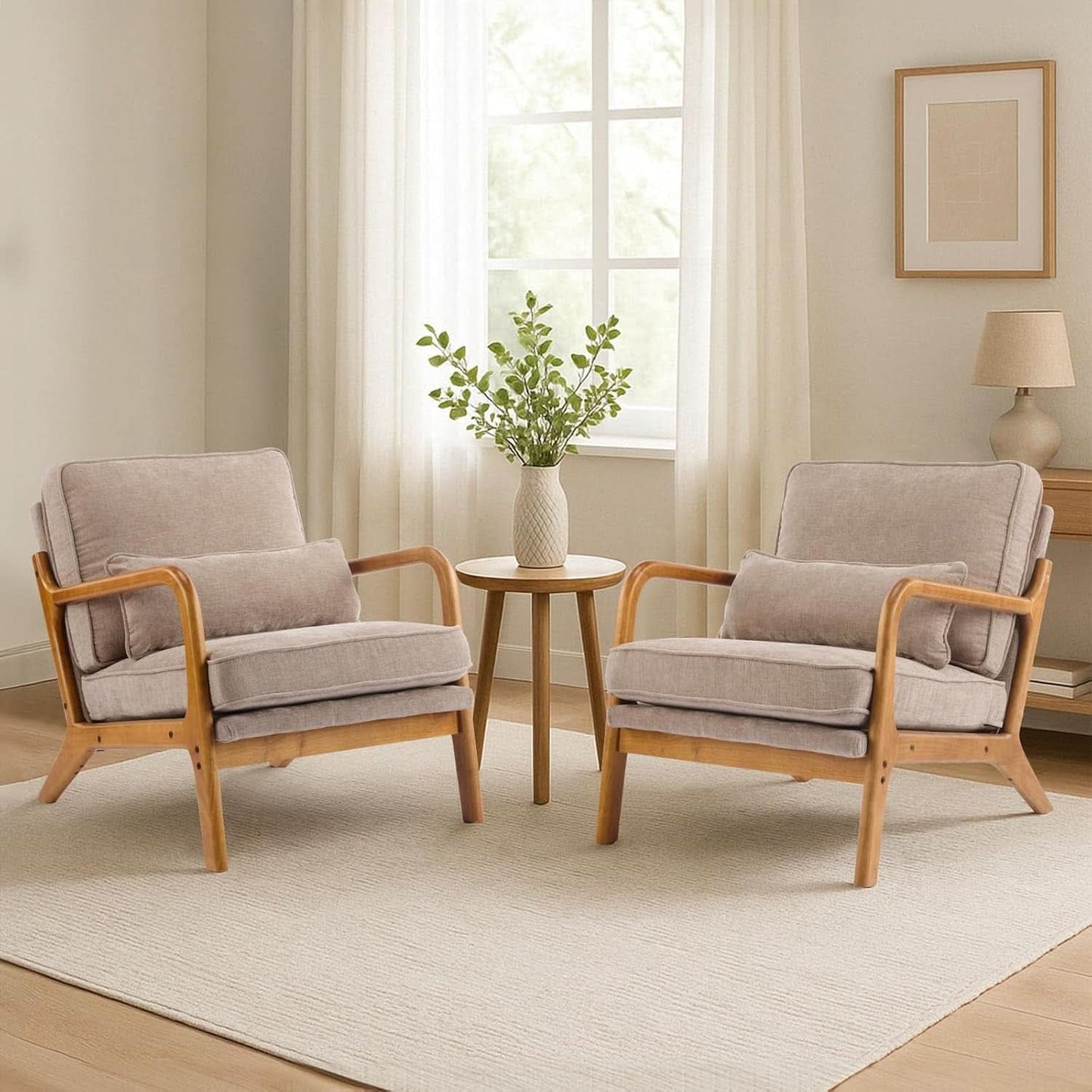 Khaki Ergonomic Lumbar Pillow Contemporary Armchair