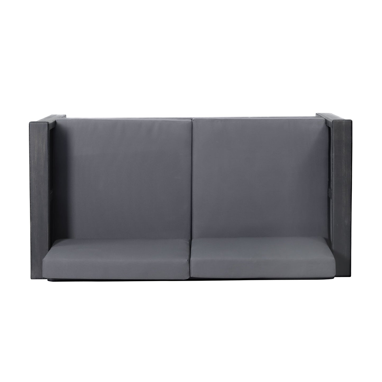 Outdoor Patio Set Acacia Wood Gray 2 Piece Loveseat Coffee Table Cushions