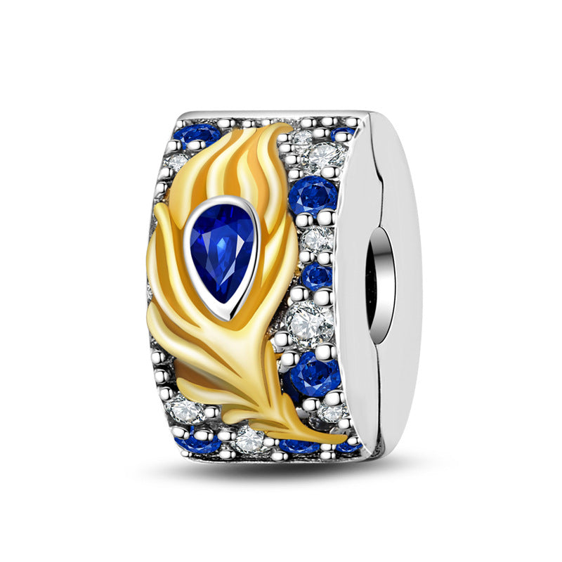 Silver-plated Colorful Zircon Accent Bead DIY Bracelet Charm