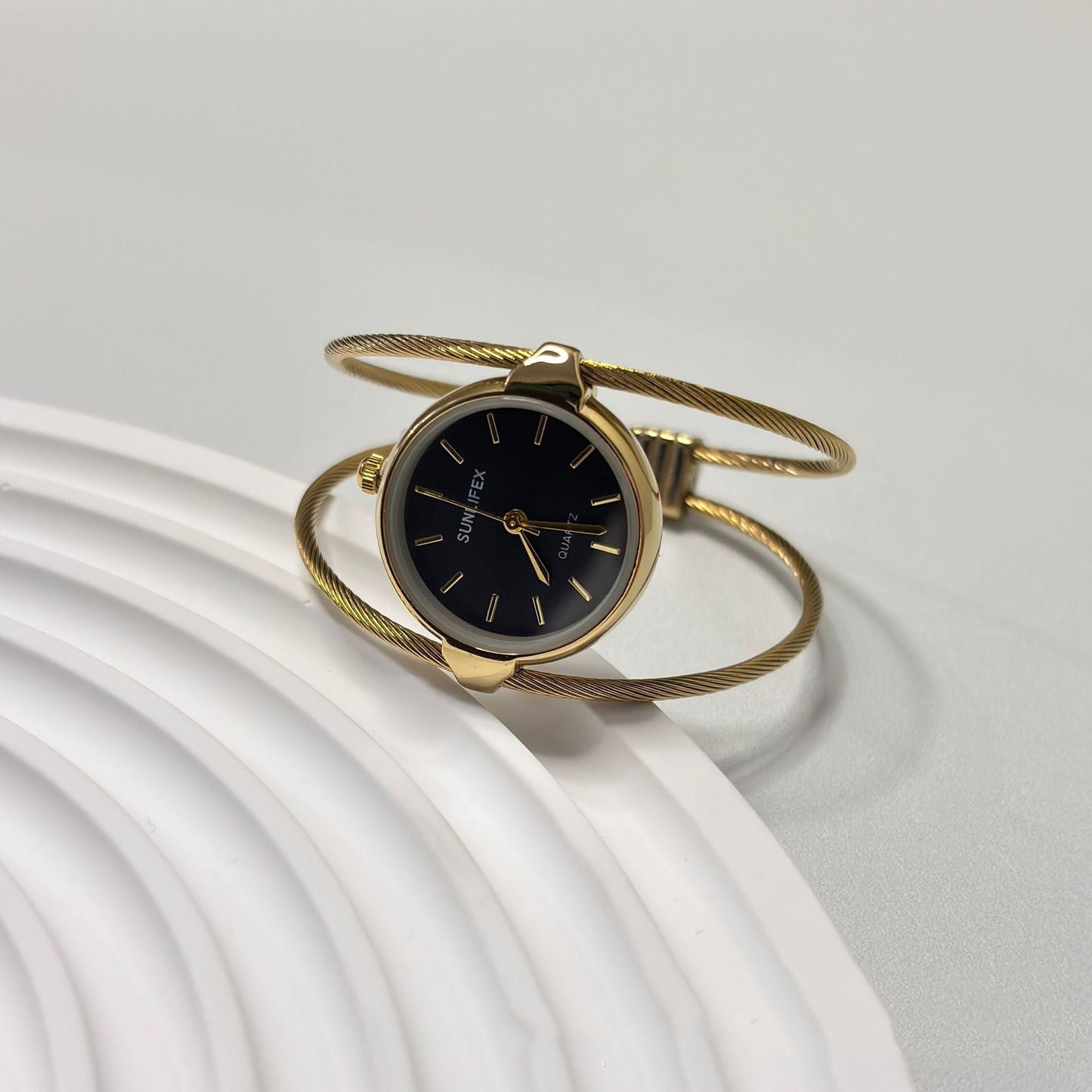 Womens Minimalist Open Bangle Watch