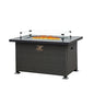 43.3 Inch Fire Pit Table with Glass Wind Guard 50000 BTU Wicker, Dark Gray