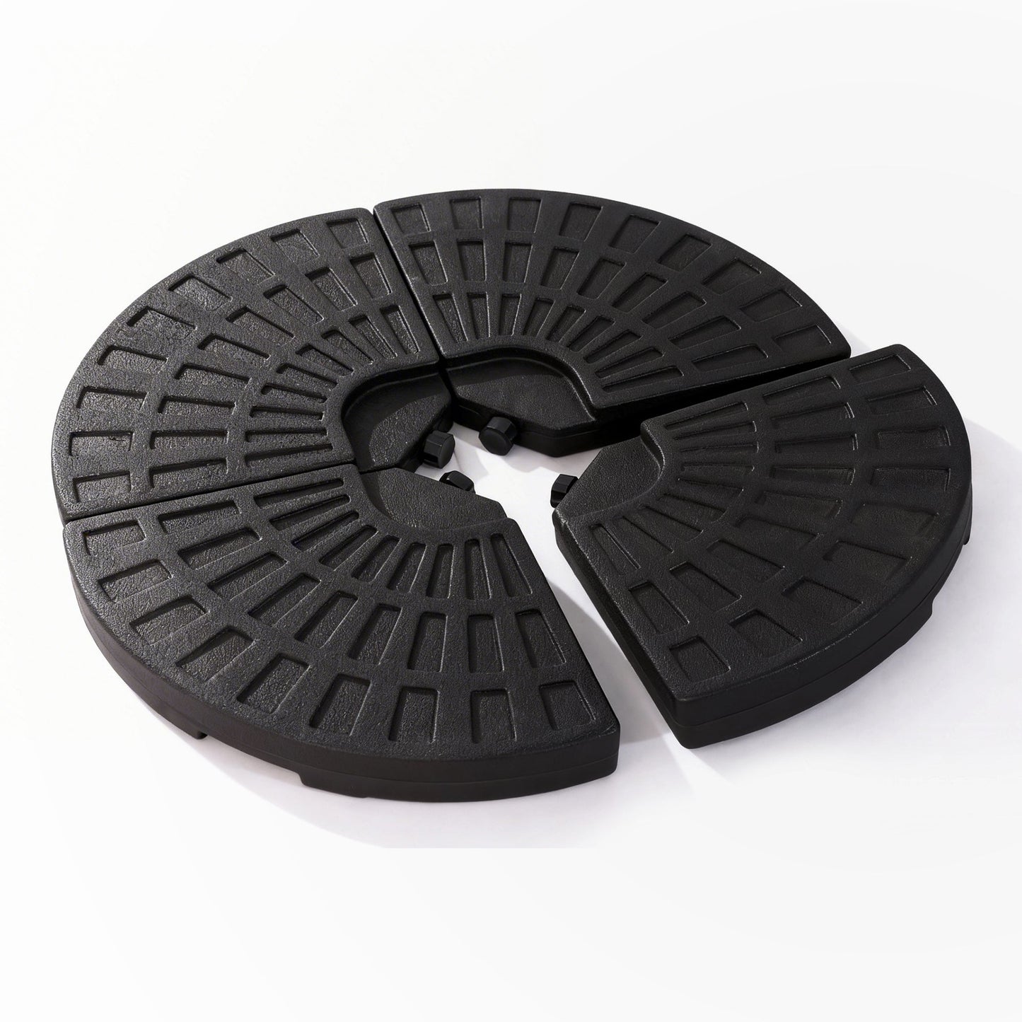 Patio Umbrella Base Fillable Black HDPE 4 Piece 220 LB Water or Sand