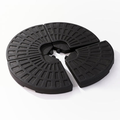 Patio Umbrella Base Fillable Black HDPE 4 Piece 220 LB Water or Sand