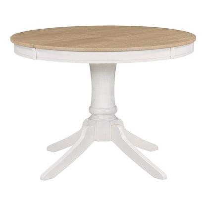 5-Piece Retro Functional Dining Table Set Wood Round Extendable Dining Table