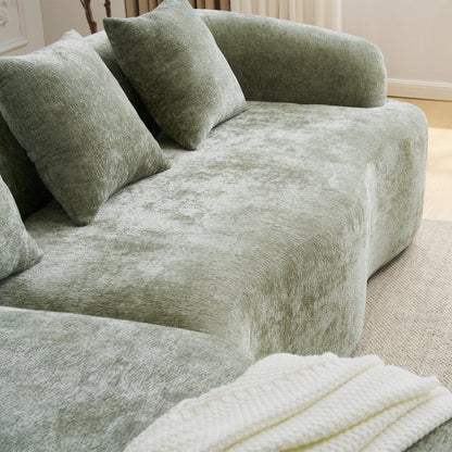 Sectional Sofa L-Shape Chenille Green 4 Seat 104