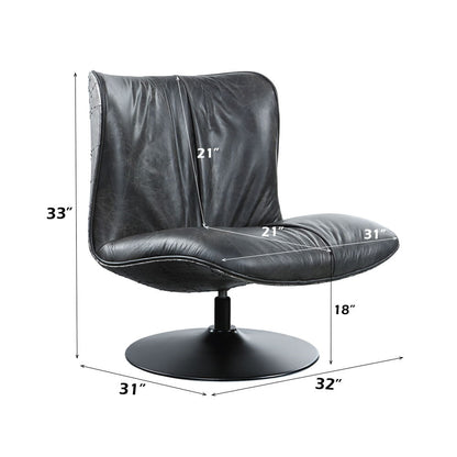 Piotr - Accent Chair With Swivel - Black Top Grain Leather