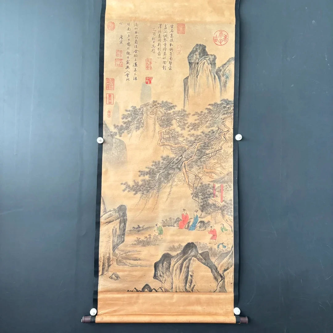 Tang Liuren Figure Hanging Scroll on Xuan Paper