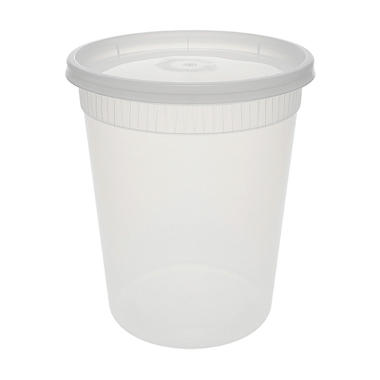 Newspring DELItainer 32 oz Deli Cup & Lid Combo Pack, Clear Polypropylene, Leak-Resistant (QTY 240), SKU YSD2532