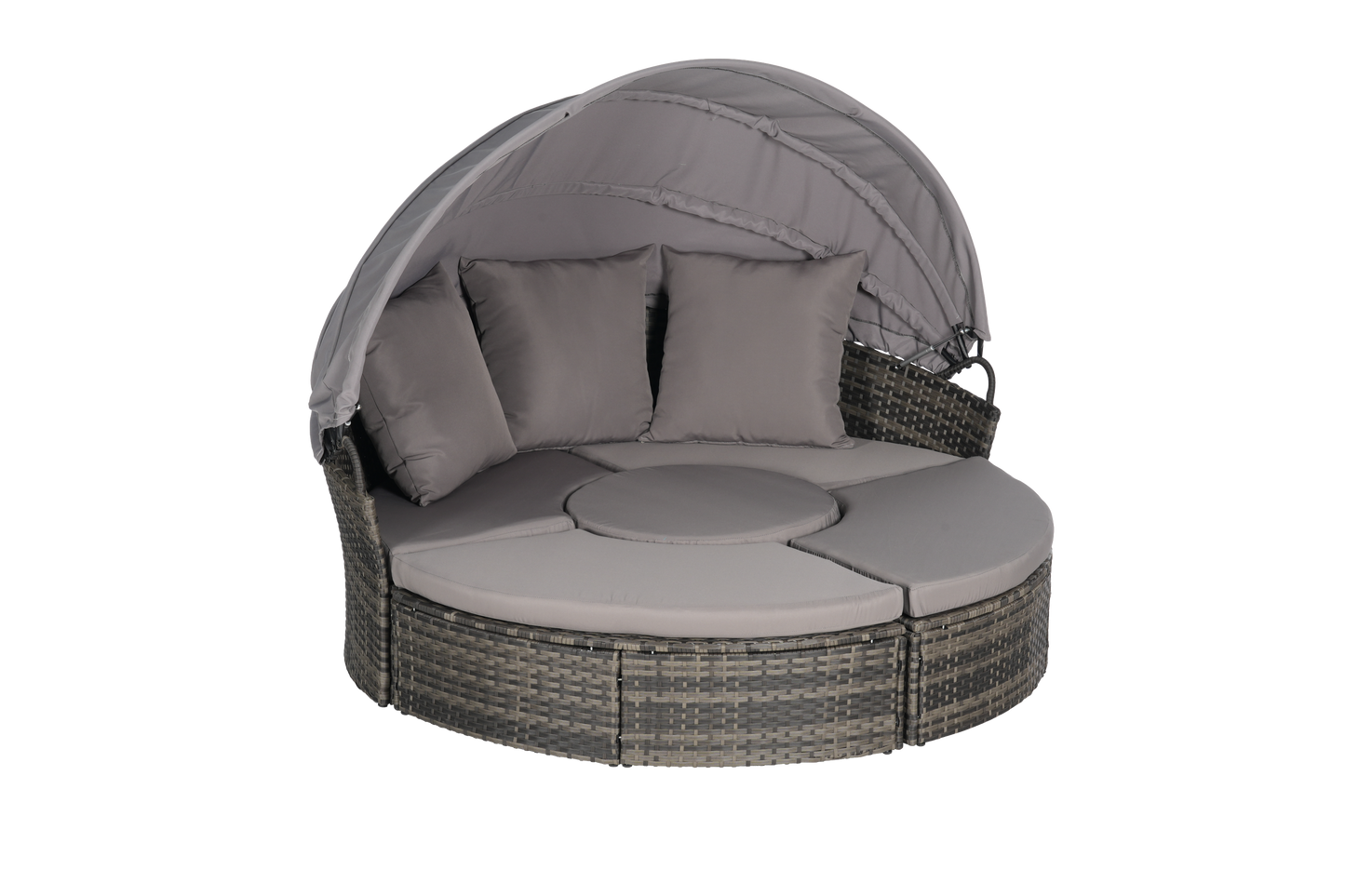 Chaise Lounge PE Rattan Canopy 380lb Capacity
