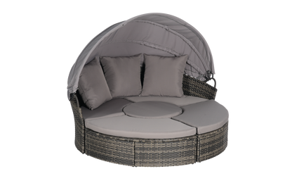 Chaise Lounge PE Rattan Canopy 380lb Capacity