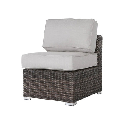 Outdoor Sofa Set HDPE Wicker Brown Gray 3 Piece Sofa Sectional Glass Table